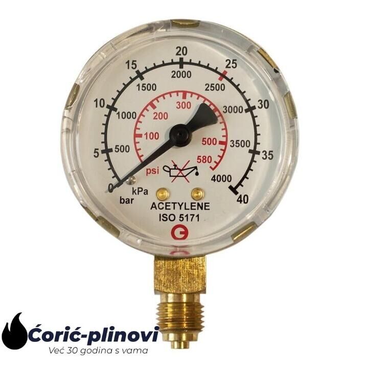 MANOMETAR ZA ACETILEN 0-1,5 (1/4")